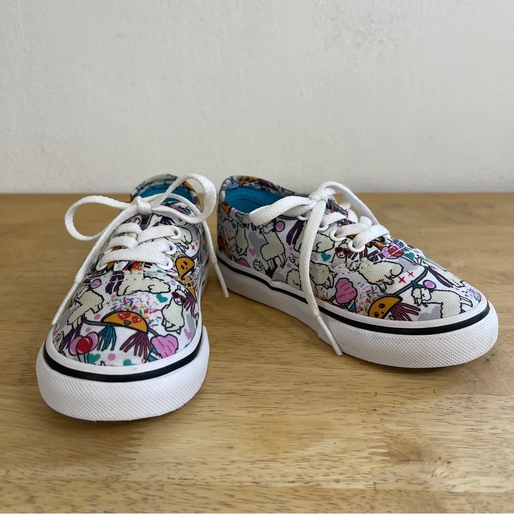 Vans Toddler Llama Taco Party Print Lace Up Athletic Sneakers Size 7.0